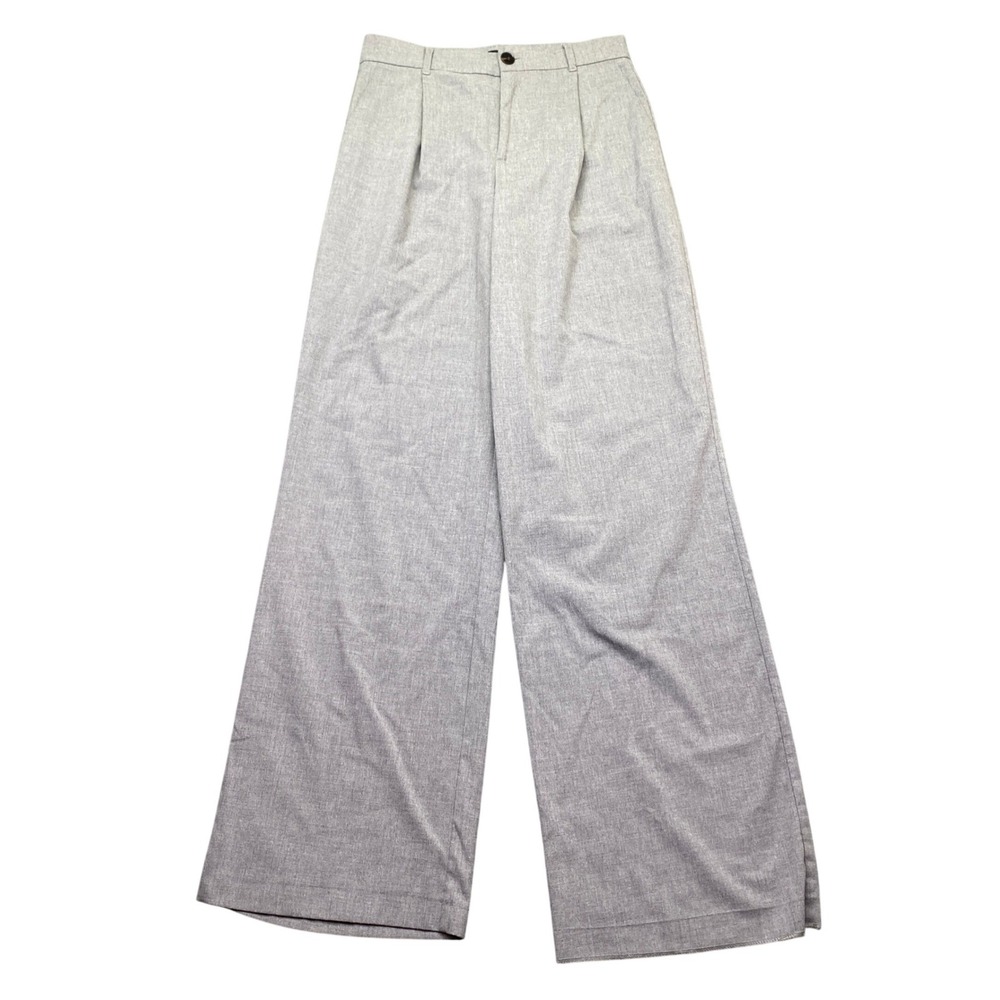Zara Grey High Waisted Wide Leg Pleated Trousers Pants Size M Preppy Career